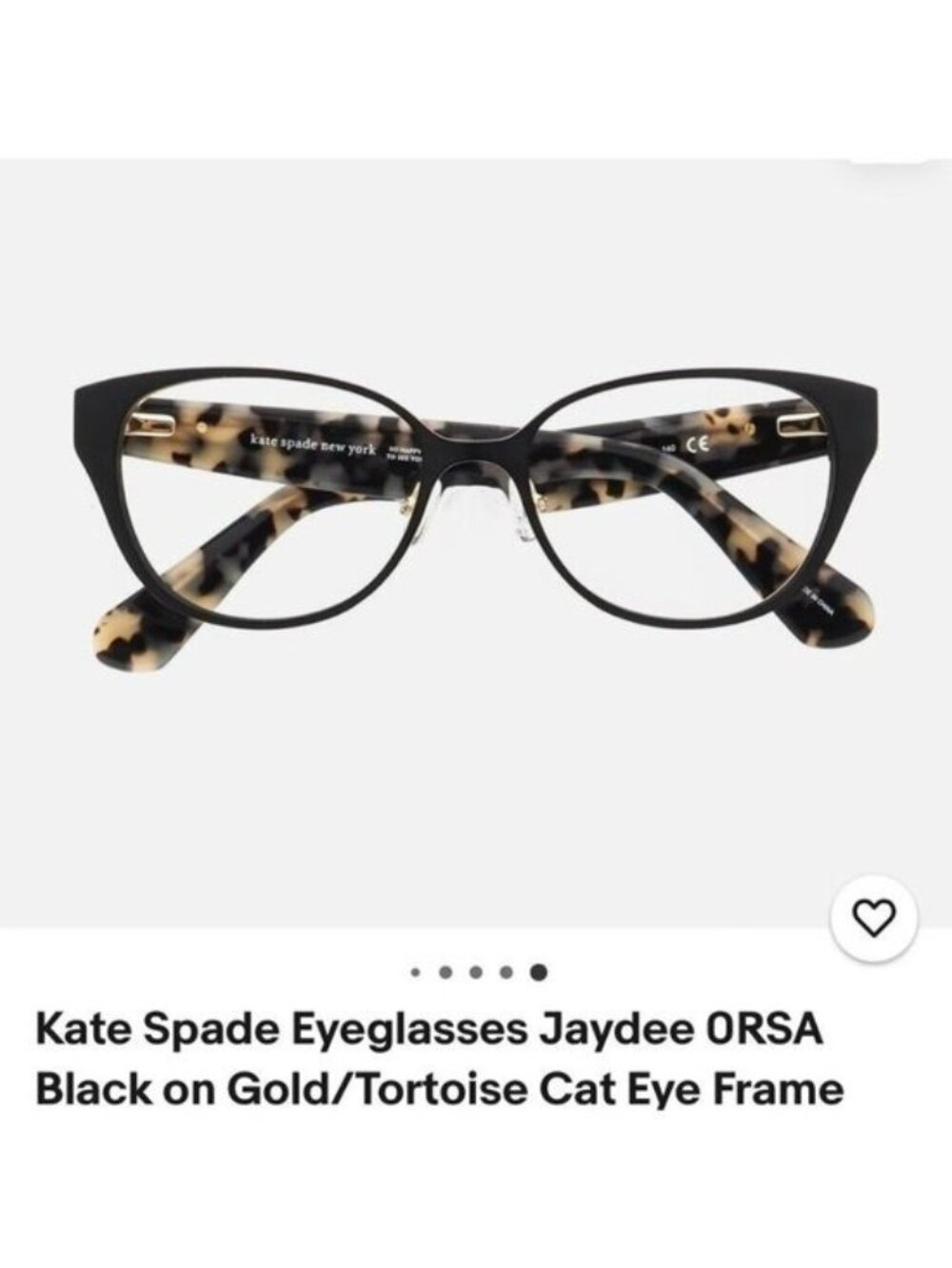 Kate Spade New York NIB Jaydee Cat Eye Eyeglasses Black Gold Tortoise Frame - Picture 2 of 6
